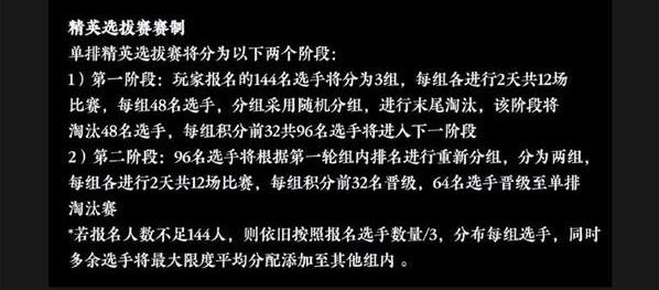 永劫无间世界冠军赛中国大陆赛区单排赛赛程规则一览